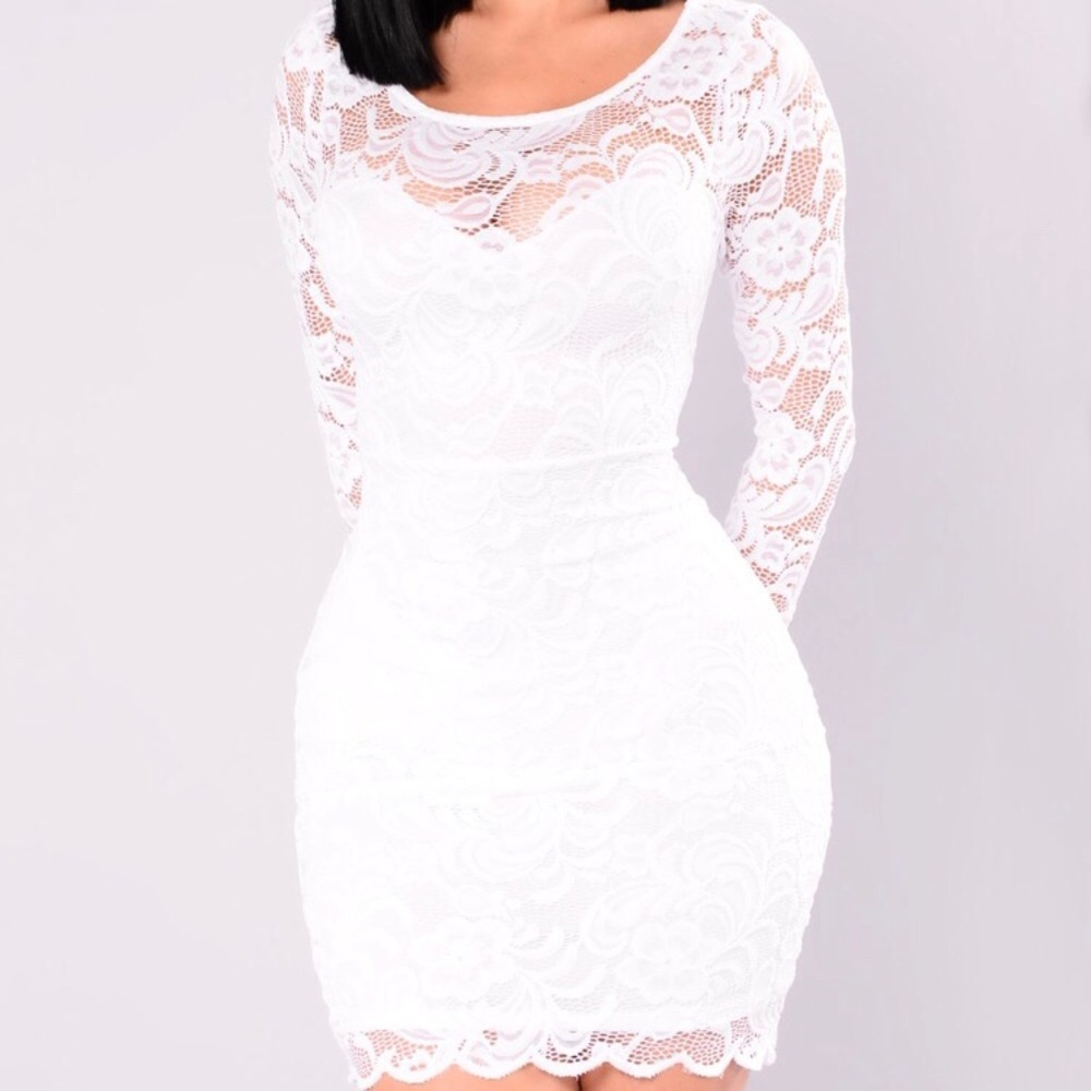 FASHION NOVA: white lace bodycon dress